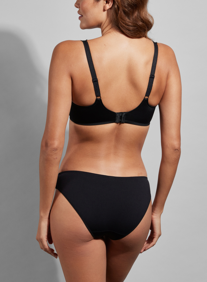 Underwired demi cup bra transparent tulle pattern embroidery understated Black GUSTAVE Empreinte Official Store